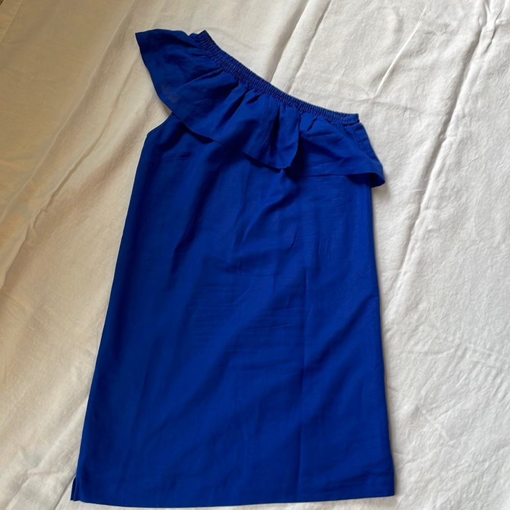 J.Crew Factory linen-cotton blend one shoulder dress